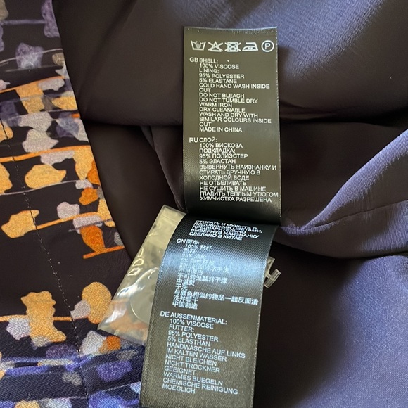 Reiss Esmerelda Printed Wrap Front Dress, Navy - Picture 6 of 8